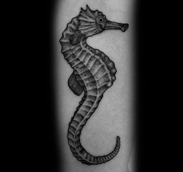 seahorse tattoo on neck