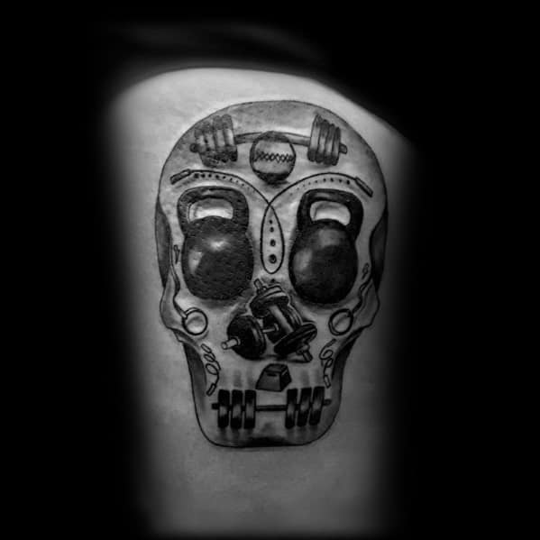 thigh-skull-masculine-crossfit-tattoos-for-men