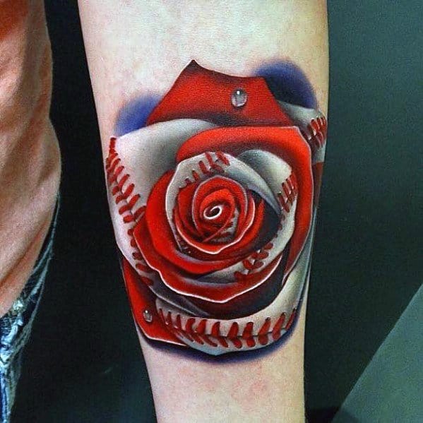 3d-morph-rose-flower-baseball-sports-tattoo-ideas-on-guys