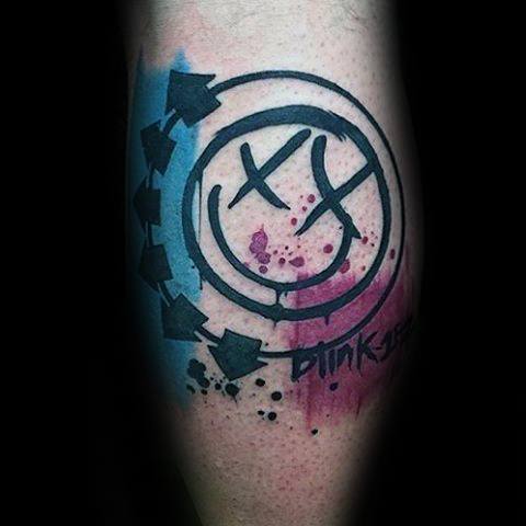 blink-182-leg-calf-tattoo-design-ideas-for-males