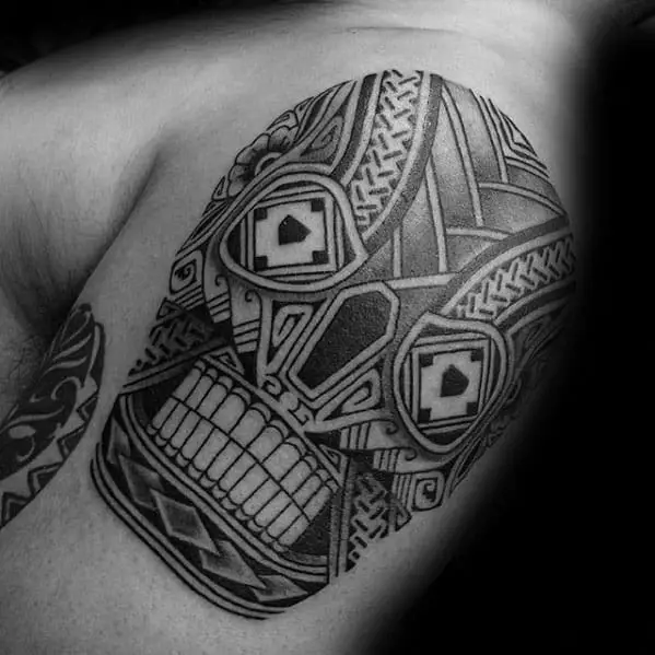 detailed-upper-arm-tribal-skull-male-tattoo-ideas