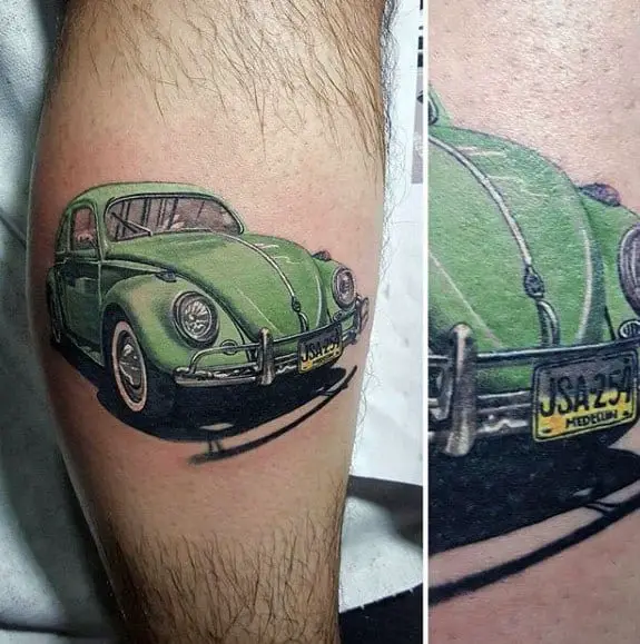 leg-calf-incredible-green-volkswagen-wv-buggy-tattoos-for-men