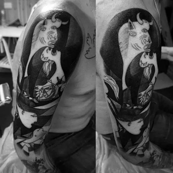 mens-full-arm-sleeve-tattoo-ideas-with-pablo-picasso-design