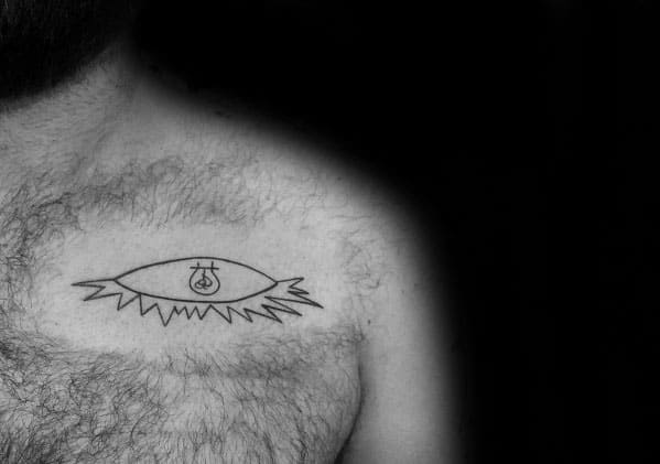 mens-pablo-picasso-eye-upper-chest-tattoo-ideas