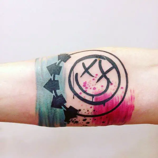 mens-tattoo-blink-182-design-on-inner-forearm