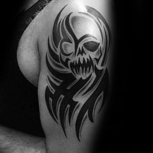 mens-tribal-skull-tattoo-ideas