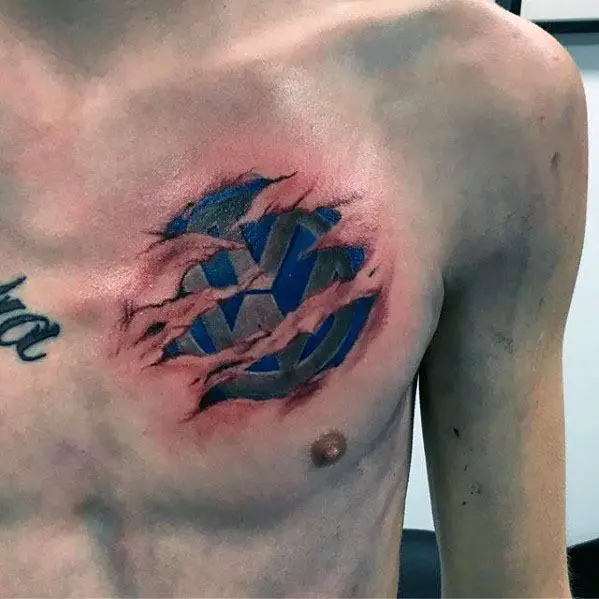 upper-chest-guy-with-ripped-skin-3d-volkswagen-logo-wv-tattoo-design
