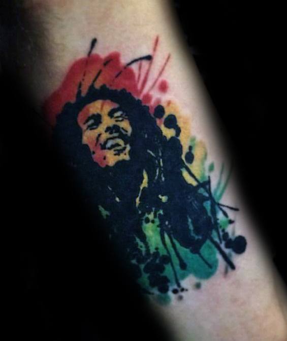 watercolor-forearm-bob-marley-tattoos-guys