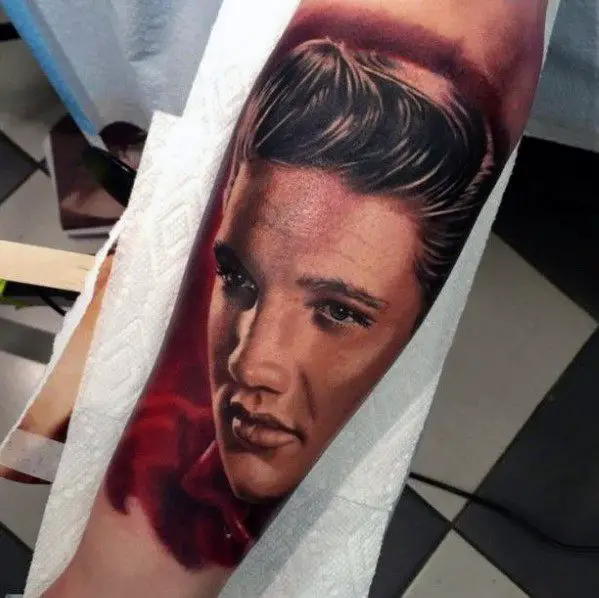 cool-3d-realistic-forearm-elvis-presley-tattoo-design-ideas-for-male