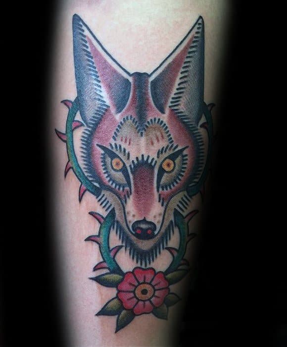 coyote-male-tattoo-designs-on-leg