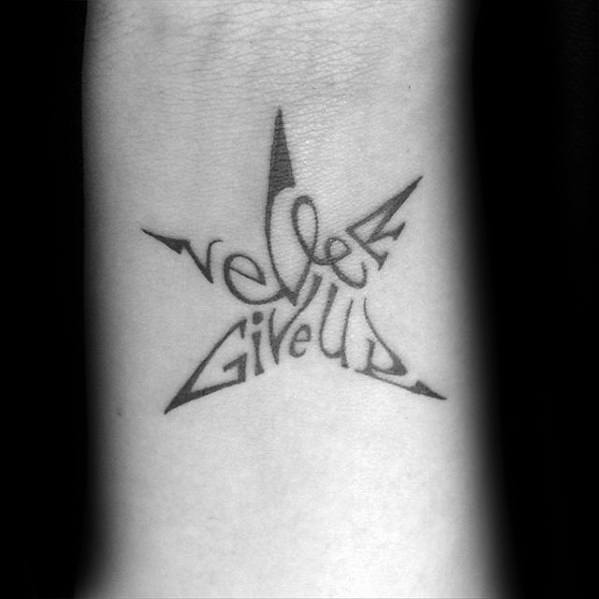 male-star-typography-never-give-up-tattoo