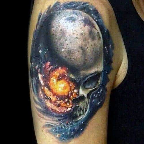 creative-celestial-skull-moon-tattoos-for-men-on-upper-arm