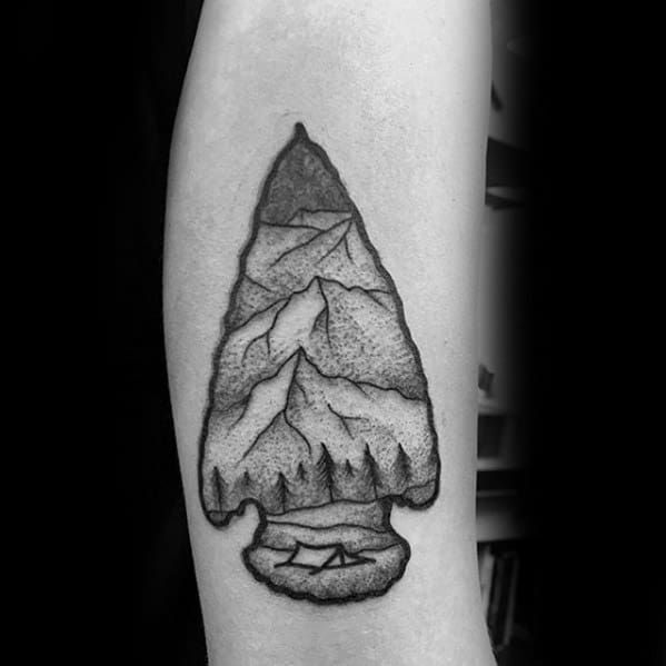 arm-arrowhead-camping-tattoo-design-ideas-for-males