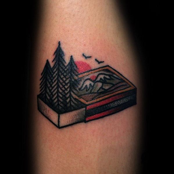 arm-small-matchbox-pine-trees-camping-tattoo-on-men