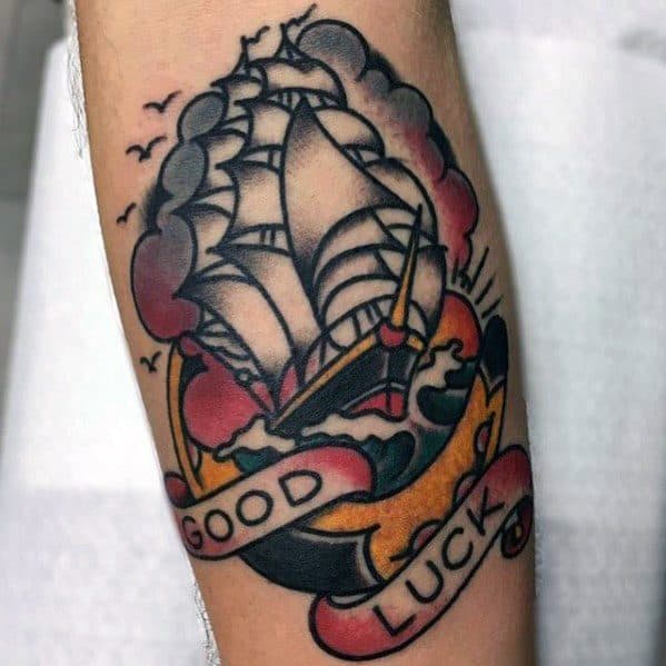 forearm-sailing-ship-traditional-good-luck-tattoos-for-gentlemen