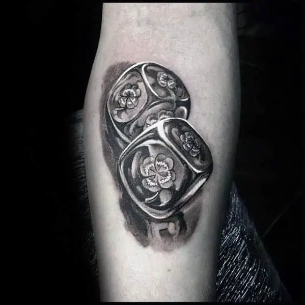 inner-forearm-3d-dice-guy-with-good-luck-tattoo-design