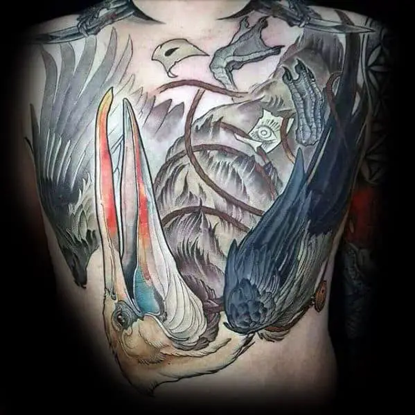 mens-pelican-tattoo-design-ideas-on-back