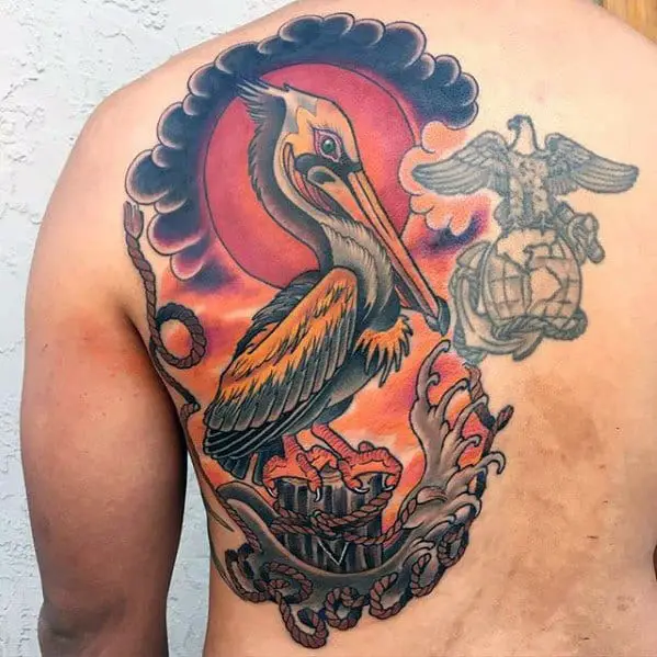 mens-pelican-tattoo-ideas-half-back