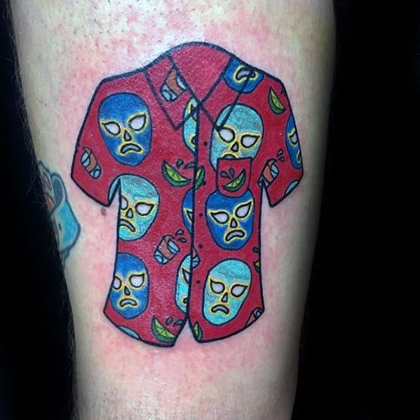 mens-tattoo-ideas-with-wrestling-mask-shirt-forearm-design