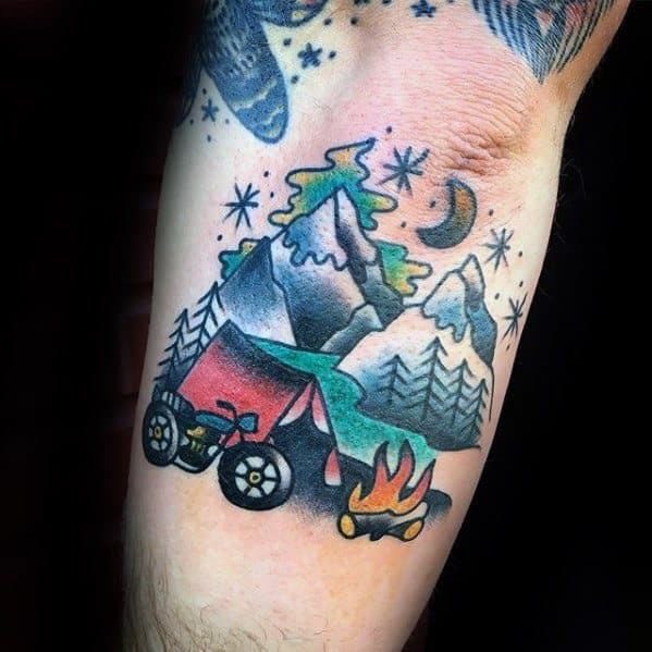 outer-forearm-traditional-old-school-camping-tattoo-design-on-man