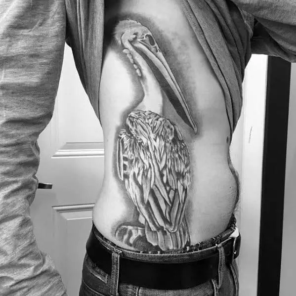 rib-cage-side-cool-pelican-tattoo-design-ideas-for-male