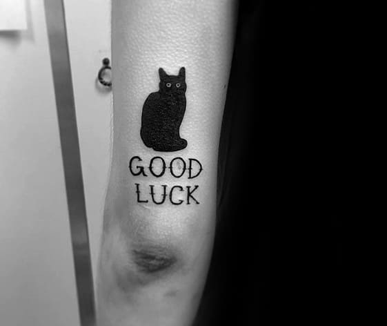 tricep-black-cat-male-good-luck-tattoo-ideas