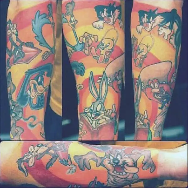 incredible-looney-tunes-tattoos-for-men-forearm-sleeve