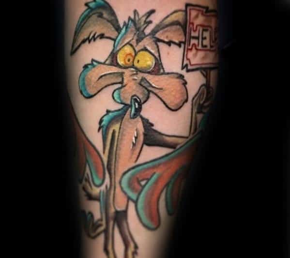 looney-tunes-mens-tattoo-ideas-wile-e-coyote-on-arm