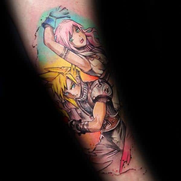 mens-tattoo-with-anime-design-inner-forearm