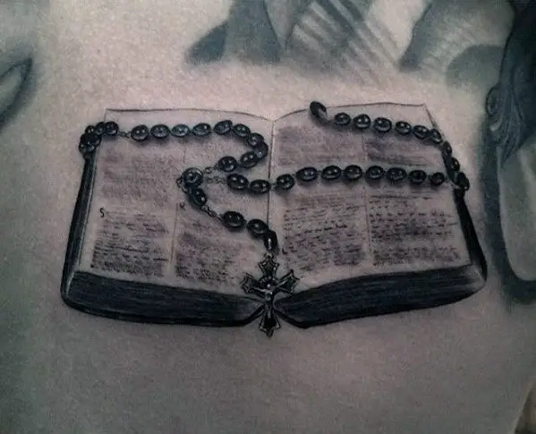 3d-bible-with-rosary-small-religious-mens-chest-tattoo-designs