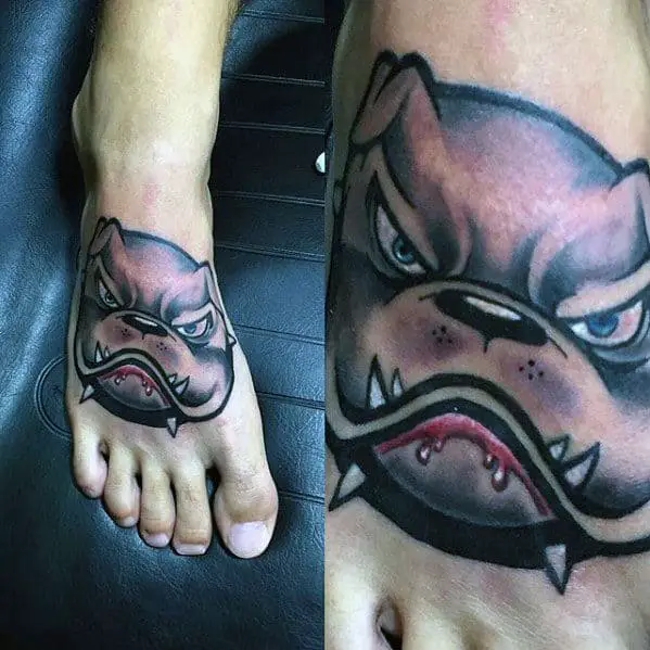 awesome-bulldog-mens-foot-tattoo-designs