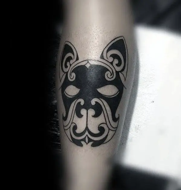 black-ink-tribal-bulldog-mens-inner-forearm-tattoo-ideas