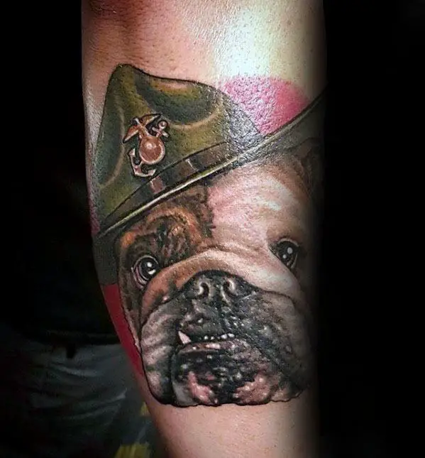 bulldog-sargent-mens-outer-forearm-tattoo-designs