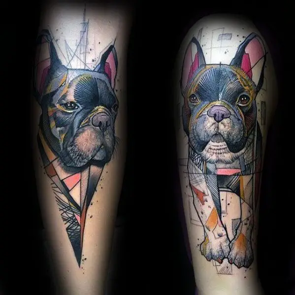 guys-artistic-bulldog-geometric-arm-tattoo