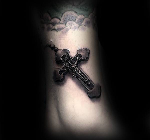 lower-leg-small-religious-3d-cross-tattoo-ideas-for-guys