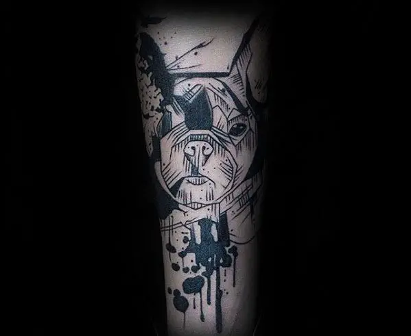 paint-spaltter-with-sketched-design-bulldog-male-inner-forearm-tattoos