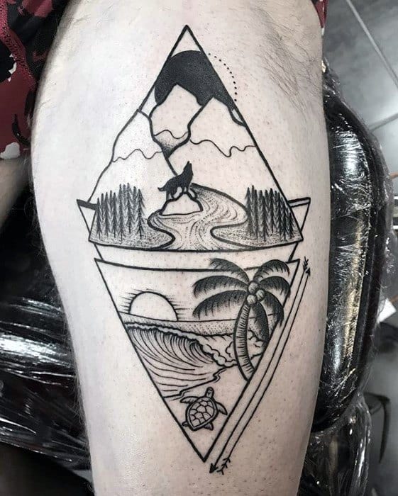 nature-landscapes-mountains-with-beach-mens-small-thigh-tattoo