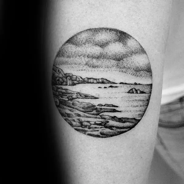 small-beach-landscape-mens-leg-tattoos