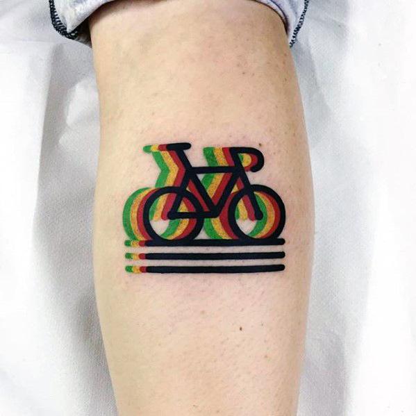bicycle-small-colorful-mens-modern-leg-calf-tattoo