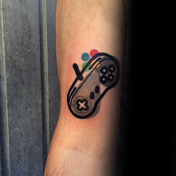 guys-small-colorful-video-game-controller-arm-tattoo