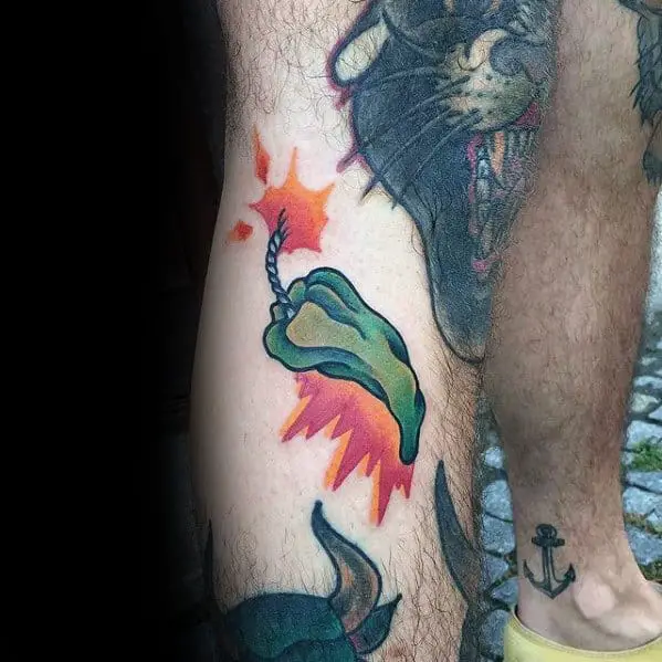 hot-green-pepper-mens-small-colorful-leg-tattoo