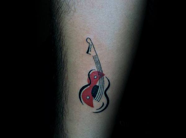 black-and-red-ink-red-ink-retro-simple-music-guys-arm-tattoos