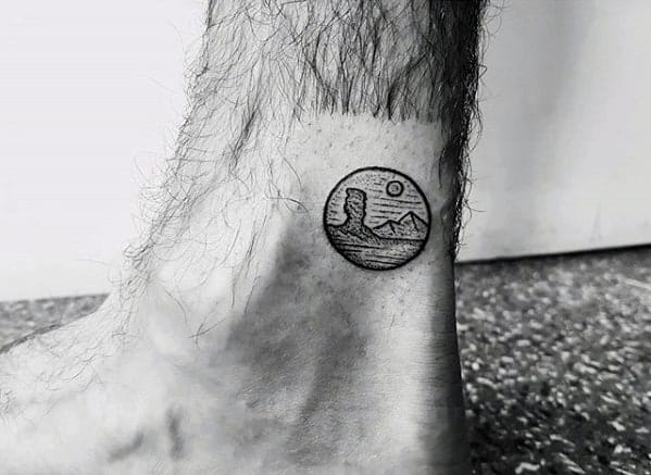 mens-small-nature-desert-mountains-ankle-tattoo-designs