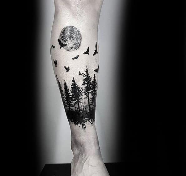 manly-small-tree-leg-band-tattoo-designs-for-guys