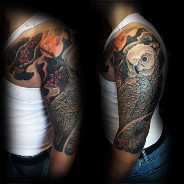 half-sleeve-owl-tattoo-on-gentleman