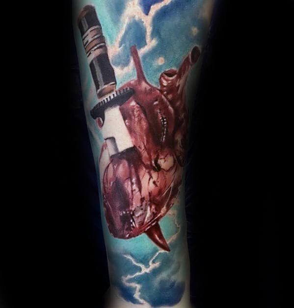 mens-dagger-through-heart-realistic-forearm-sleve-tattoo