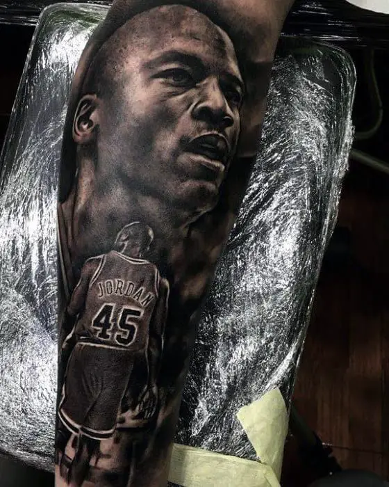 mens-realistic-michael-jordan-portrait-tattoo-sleeve