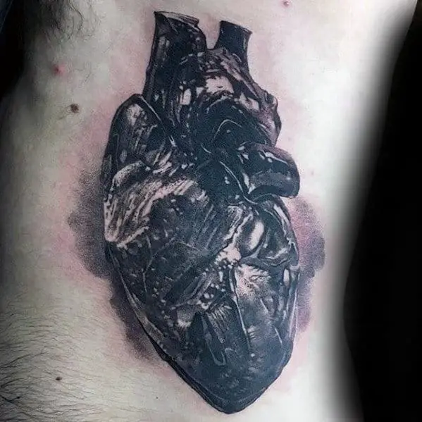 mens-rib-cage-side-shaded-anatomical-heart-realistic-tattoos